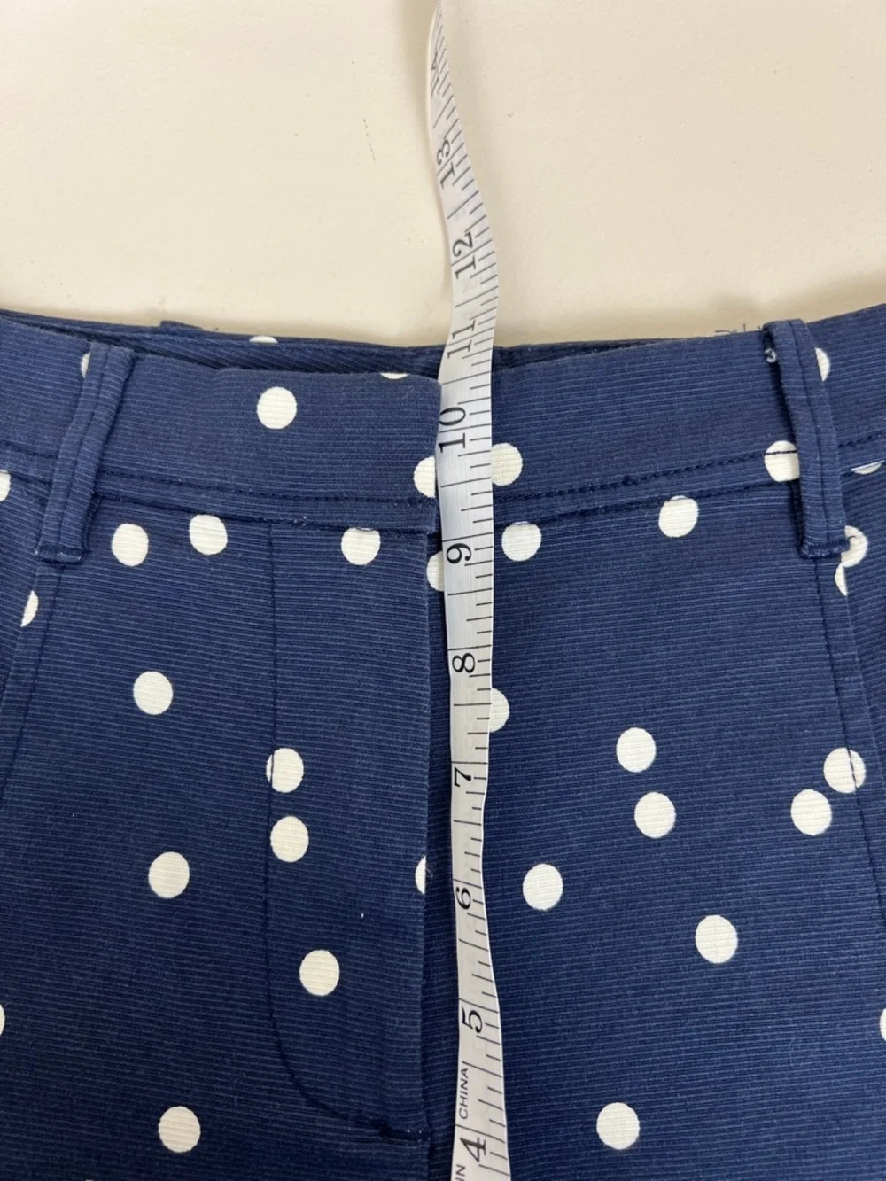 New J Crew High Waisted Pleated Indigo Polka Dot Shorts Size 00